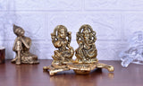 White Whale Lakshmi Laxmi Ganesh murti Idol Ganesha Diya puja Deepak - Metal Lakshmi Ganesh Statue - Diwali Home Decoration Items - Lakshmi Ganesh for Diwali Showpiece Oil Lamp