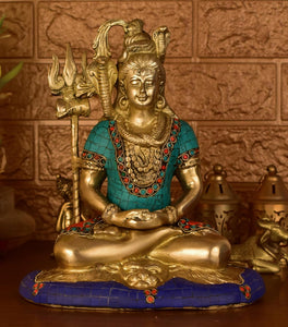 White Whale Brass Lord Shiva Statue Idol Home Decor Figurine