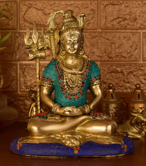 White Whale Brass Lord Shiva Statue Idol Home Decor Figurine