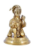 White Whale Hanuman Statue Strength Monkey Lord Bajrang Bali Idol Sitting Position Brass Sculpture Diwali Decor Gifts