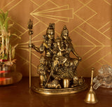 White Whale Brass Shiv Parivar Statue, Big Brass Shiva Family Statue, Shiva-Parvati Idol with Baby Ganesh & Murugan Kartikeya, Siva Pariwar