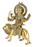 White Whale Brass Maa Durga/Ma Sherwali Idol Sitting On Lion Murti Religious Strength God Sculpture Idol