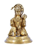 White Whale Hanuman Statue Strength Monkey Lord Bajrang Bali Idol Sitting Position Brass Sculpture Diwali Decor Gifts