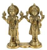 White Whale Brass Lord Vishnu and Lakshmi Statue Idol Murti for Home Decor