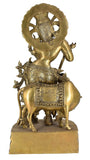 White Whale Brass Hindu God Lord Krishna Bhagwan Lord Krishna Idol Statue Murti