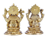 White Whale Brass Hindu God Lord Ganesha and Lakshmi Bhagwan Lord Ganesha and Lakshmi Idol Statue Murti.