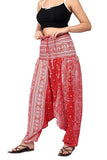 Whitewhale Women Casual Peacock Print Summer Loose Yoga Trousers Baggy Boho Aladdin Jumpsuit Harem Pants