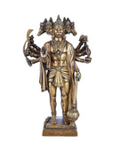 White Whale Panchmukhi Hanuman Statue Strength Monkey Lord Bajrang Bali Idol Standing Position Brass Sculpture Diwali Decor Gifts