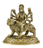 White Whale Brass Maa Durga/Ma Sherwali Idol Sitting On Lion Murti Religious Strength God Sculpture Idol