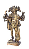 White Whale Panchmukhi Hanuman Statue Strength Monkey Lord Bajrang Bali Idol Standing Position Brass Sculpture Diwali Decor Gifts