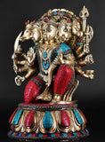 White Whale Hanuman Statue Strength Monkey Lord Bajrang Bali Idol Standing Position Brass Sculpture Diwali Decor Gifts