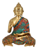 White Whale Brass Buddha in Blessing Posture Buddhism Idol feng Shui Home Decorative Showpiece