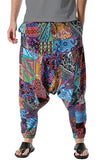 Whitewhale Mens Cotton Printed Harem Pants Pockets Yoga Trousers Hippie