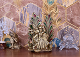 White Whale Radha Krishna Metal Statue Religious Sculpture Idol