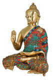 White Whale Brass Buddha in Blessing Posture Buddhism Idol feng Shui Home Decorative Showpiece