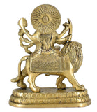White Whale Brass Maa Durga/Ma Sherwali Idol Sitting On Lion Murti Religious Strength God Sculpture Idol