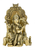 White Whale Lord Ganesha Brass Statue Hindu Religious Lord Ganesh Sculpture Figurine Ideal for Gift & Home Decor