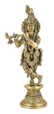 White Whale Lord Krishna Idol Statue Krishna Idols Gold Plated Flute Playing Krishan Decorative Showpiece Figurine for Pooja Room & Gift