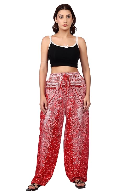 Whitewhale Women's Harem Hippie Boho Yoga Printed Palazzo Casual Pants