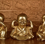 White Whale Brass Laughing Buddha for Wealth & Prosperity | Happy Man - Best for Gifting - Made in Tibet Home Decoration (Set Of 3)