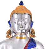 White Whale Brass Earth Touching Brass Buddha Idol for Home Decor Entrance Office Table Living Room Meditation Luck Gift Feng Shui