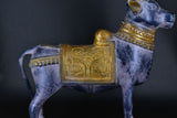 White Whale Brass Mighty Shivanandi Bull with Bells in Matte Black and Royal Gold Finish