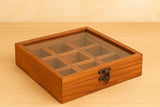 Whitewhale  Handmade Wooden Spice box with Clear Hinged Lid Tea Masala Chest