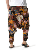 Whitewhale Mens Cotton Printed Harem Pants Pockets Yoga Trousers Hippie
