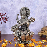 White Whale Superfine Antique Maa Saraswati Brass Statue Religious Goddess Sculpture Idol Home Décor