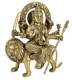 White Whale Brass Maa Durga/Ma Sherwali Idol Sitting On Lion Murti Religious Strength God Sculpture Idol