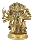White Whale Large Unique Five Face Panchmukhi Hanuman Brass Statue Religious Strength God Sculpture Idol