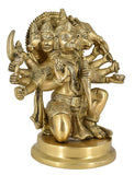 White Whale Large Unique Five Face Panchmukhi Hanuman Brass Statue Religious Strength God Sculpture Idol