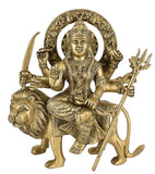 White Whale Brass Maa Durga/Ma Sherwali Idol Sitting On Lion Murti Religious Strength God Sculpture Idol