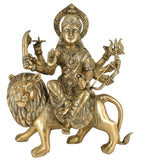 White Whale Brass Maa Durga/Ma Sherwali Idol Sitting On Lion Murti Religious Strength God Sculpture Idol