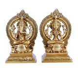 White Whale Brass Hindu God Lord Ganesha and Lakshmi Bhagwan Lord Ganesha and Lakshmi Idol Statue Murti.