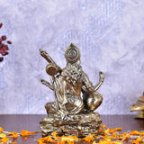 White Whale Superfine Antique Maa Saraswati Brass Statue Religious Goddess Sculpture Idol Home Décor
