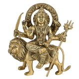 White Whale Brass Maa Durga/Ma Sherwali Idol Sitting On Lion Murti Religious Strength God Sculpture Idol