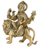 White Whale Brass Maa Durga/Ma Sherwali Idol Sitting On Lion Murti Religious Strength God Sculpture Idol