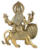 White Whale Brass Maa Durga/Ma Sherwali Idol Sitting On Lion Murti Religious Strength God Sculpture Idol