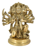 White Whale Large Unique Five Face Panchmukhi Hanuman Brass Statue Religious Strength God Sculpture Idol