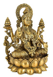 White Whale Hindu Goddess Maa Laxmi Idol Brass Statue Standing in Loltus Lakshmi for Temple Puja Home Decor Murti Office Gift Item Showpiece