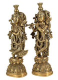 White Whale Brass Lord Radha Krishna Couple Bhagwan Large Statue Sculpture Turquoise Murti for Home Decor Pooja Temple - 21 Inch