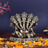 White Whale Superfine Panchamukhi Ganesha Brass Statue | Five Headed Ganpati Bappa Murti for Gifts Puja Mandir Temple Showpiece