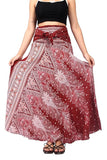 Whitewhale Printed Long Skirts for Women | 2-in-1 Boho Dress & Maxi Skirt for Bohemian Festivals, Vacation & Casual wear