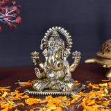 White Whale Superfine Lord Ganesha Brass Statue Hindu Religious Lord Ganesha Sculpture Figurine Ideal for Gift & Home Decor