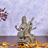 White Whale Superfine Antique Maa Saraswati Brass Statue Religious Goddess Sculpture Idol Home Décor