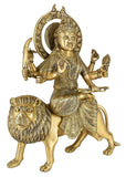 White Whale Brass Maa Durga/Ma Sherwali Idol Sitting On Lion Murti Religious Strength God Sculpture Idol