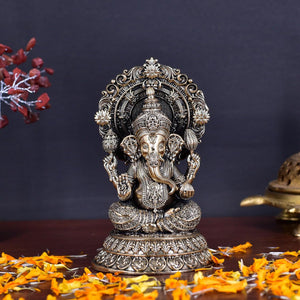 White Whale Superfine Lord Ganesha Brass Statue Hindu Religious Lord Ganesha Sculpture Figurine Ideal for Gift & Home Decor