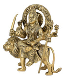 White Whale Brass Maa Durga/Ma Sherwali Idol Sitting On Lion Murti Religious Strength God Sculpture Idol