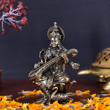 White Whale Superfine Antique Maa Saraswati Brass Statue Religious Goddess Sculpture Idol Home Décor